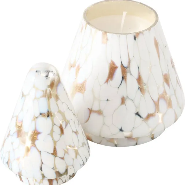 Boltze Home Glazen kaars in de vorm van een dennenboom DOTTI, hoogte 17,5 cm goud