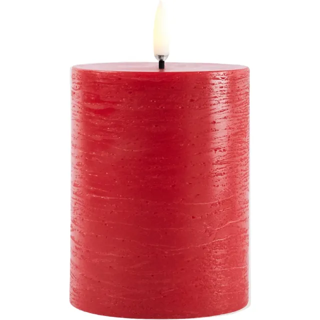 Uyuni Led Rustieke Kaars Rood - 7,8x10cm - Led Kaars - Net Echt