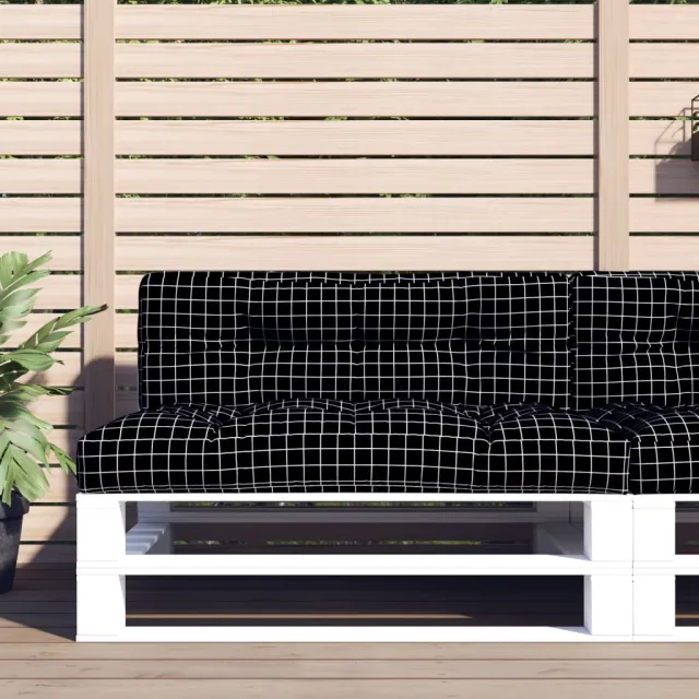 vidaXL Palletbankkussen 120x40x12 cm stof ruitpatroon zwart Meerkleurig