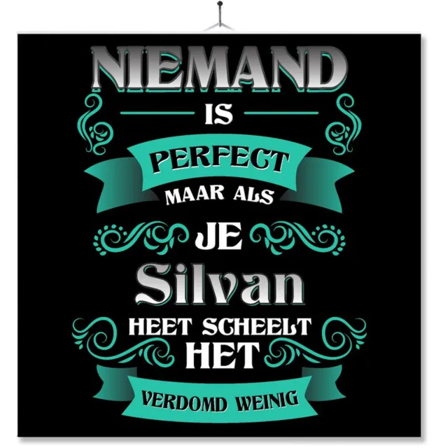 MC Living Tegel Met Opdruk | Kado | Cadeau | Niemand Is Perfect Maar Als Je Silvan Heet Scheelt Het Verdomd Weinig Multi-Color