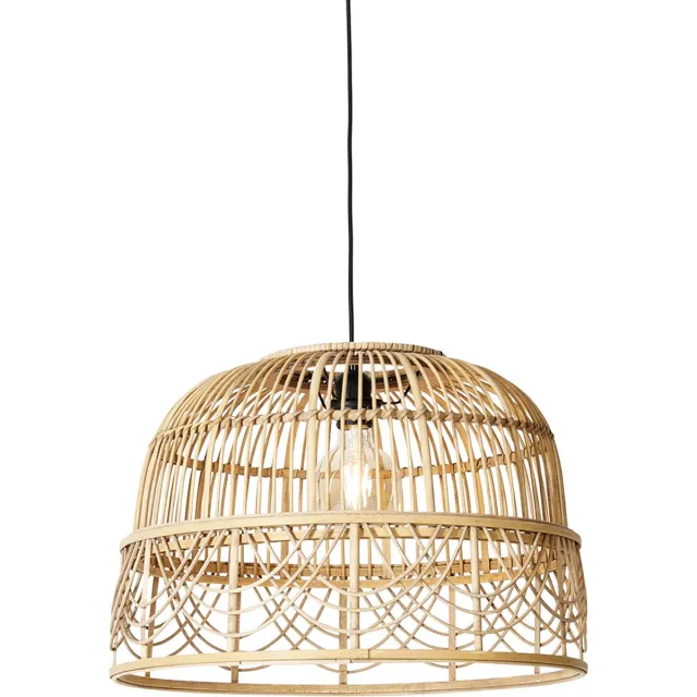 QAZQA michelle - Oosterse Dimbare LED Smart Hanglamp eettafel incl. wifi met Dimmer - 1 lichts - Ø 49 cm - Bruin - Woonkamer | Slaapkamer | Keuken