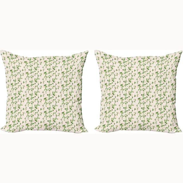 ABAKUHAUS Decoratieve kussenhoezen met bloemenprint, 2 stuks, moderne accenten, dubbelzijdige digitale print, 50x50 cm, varen groen ivoor Varengroene Ivoor