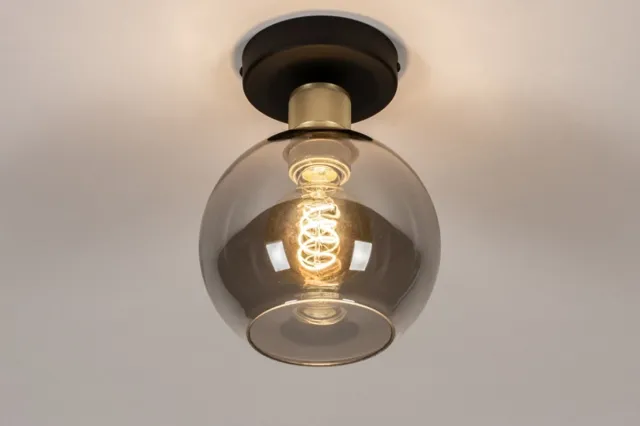 Lumidora Plafondlamp 74395 - Plafonniere - MARIEKE - E27 - Zwart - Grijs - Goud - Messing (kleur) - Metaal - ⌀ 18 cm