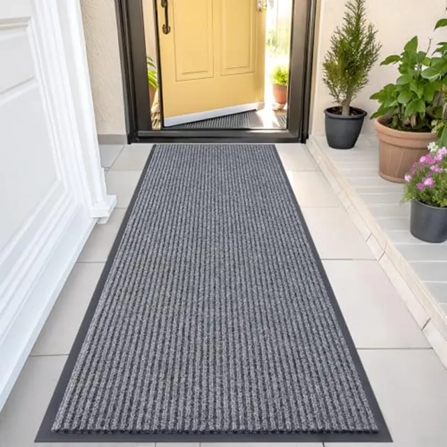 Homaxy Deurmat Binnen - Droogloopmat - Deurmat Antislip - Badkamermat - 58.5X119.5 cm - Donkergrijs