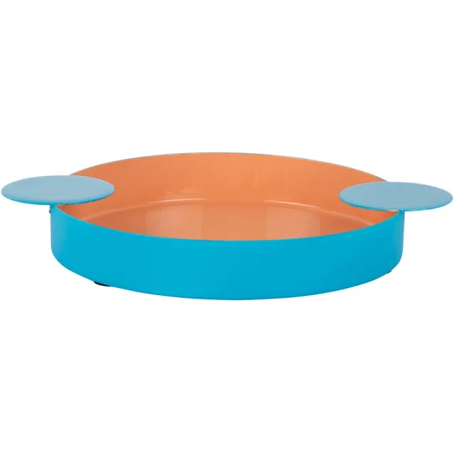 Present Time Dienblad Double Funky Medium - Peach orange & aqua blue Oranje