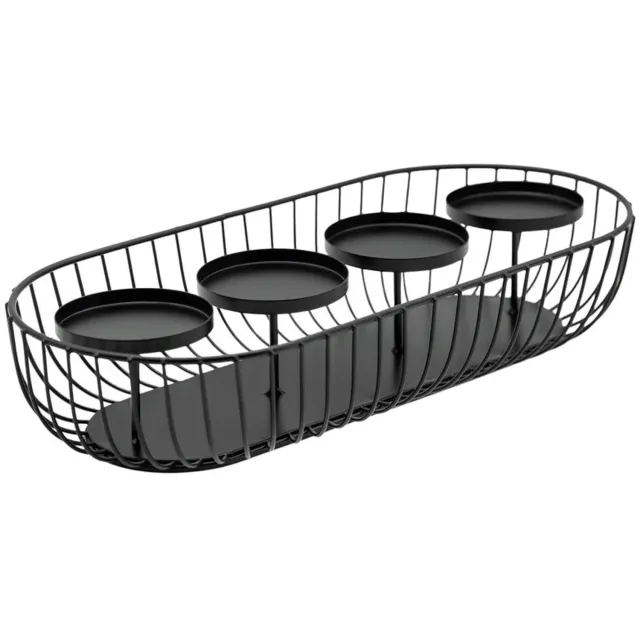 Inspinovia Kaarsenstandaard / Kaarsenhouder - Metaal - Mat Zwart – 40 cm - Ovaal