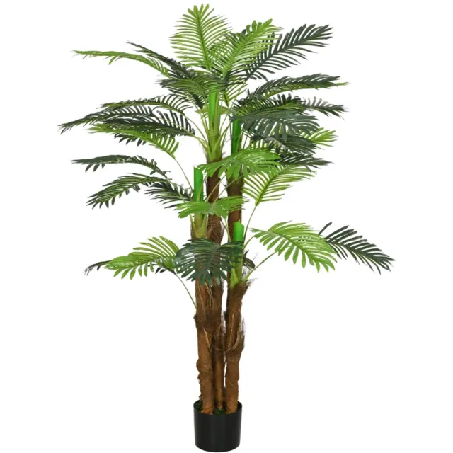 ZYLARO Kunstmatige palmboom - 1,6 m - Realistische takken - Kunststof - Inclusief pot - Bruin en groen Groen+Bruin+Zwart