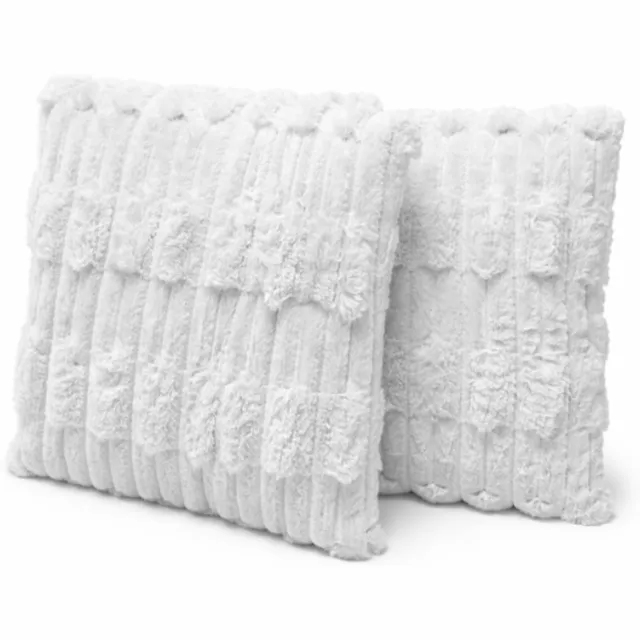 LUXALIVING Sierkussens 45x45 cm – Set van 2 – Grijs – Zachte Teddy Bouclé Kussens voor Bank & Woonkamer