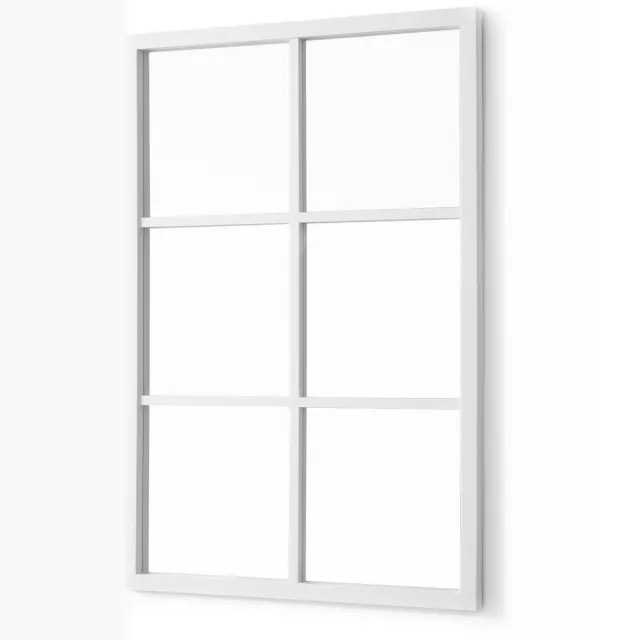 Giftdecor Rechthoekige spiegel met roedeverdeling, 71 x 49 cm wit