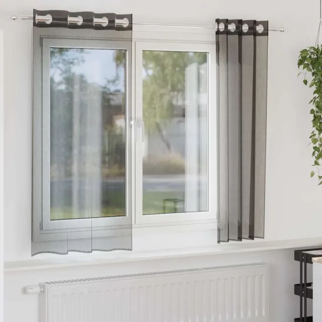 vidaXL Gordijnen Voile met doorvoertules 2 st 140x175 cm zwart