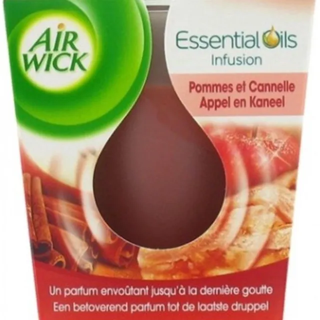 Air Wick Geurkaars Essential Oils Appel & Kaneel | Geurkaars met Essentiële Oliën | Warme Appel Kaneel Geur | Geurkaars voor Woonkamer | Sfeerverlichting | Huisgeur | Geurverspreider | Home Fragrance beige