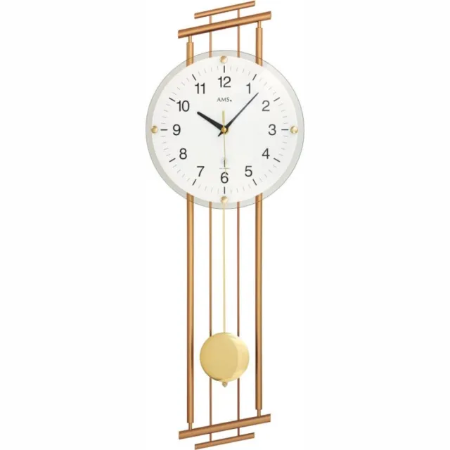 AMS wandklok radiogestuurd / wandklok met slinger 5315 Goud