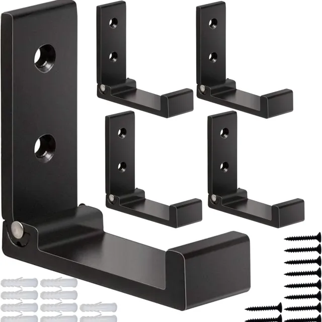 BOTC Opvouwbare kledinghaken - 5 stuks Wandhaken - Aluminium - Muurbevestiging met schroeven - voor Handdoeken, Koptelefoons, Tassen en Fitnessapparatuur - Zwart
