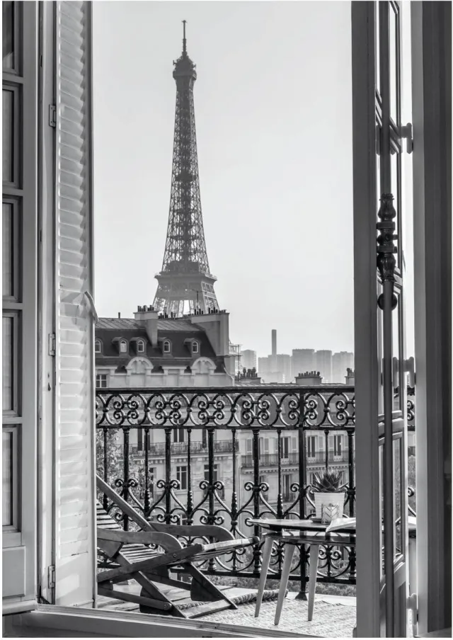 Ibenzoa Vintage kunstposter met Eiffeltoren in A3 formaat voor stijlvolle wanddecoratie Zwart