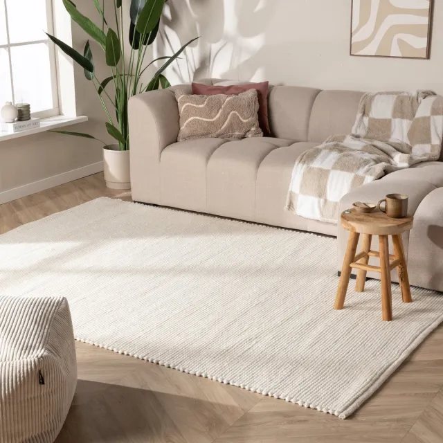 NATURL. Wollen vloerkleed - Feline Wit | Isolerend en zacht - 140x200cm