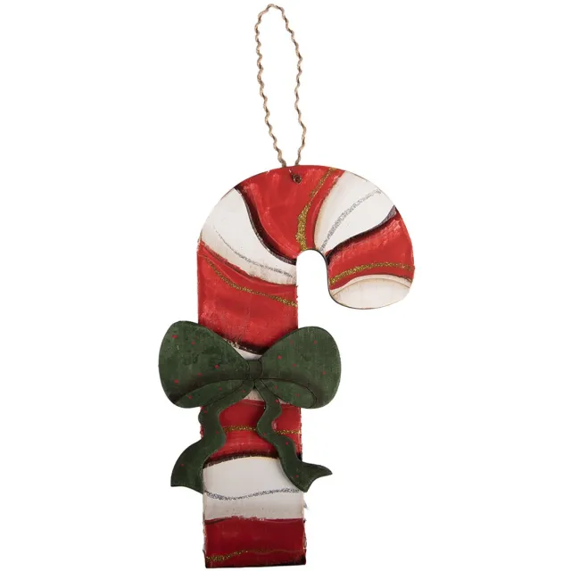 Clayre & Eef Kersthanger Zuurstok 16x1x29 cm Rood Hout