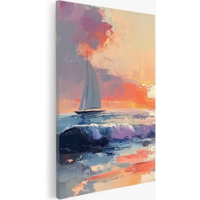 Saammp Canvas Schilderij - Kleurrijk landschap - kunst - Abstract - 80x120 - Foto op canvas - Wanddecoratie - Muurdecoratie Woonkamer - Kantoor Decoratie Multicolor