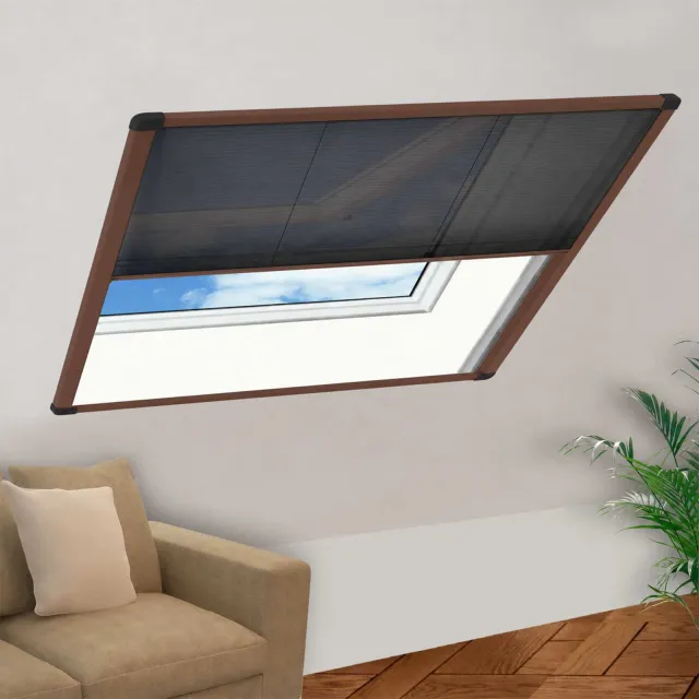 vidaXL Raamhor plissé 120x120 cm aluminium bruin
