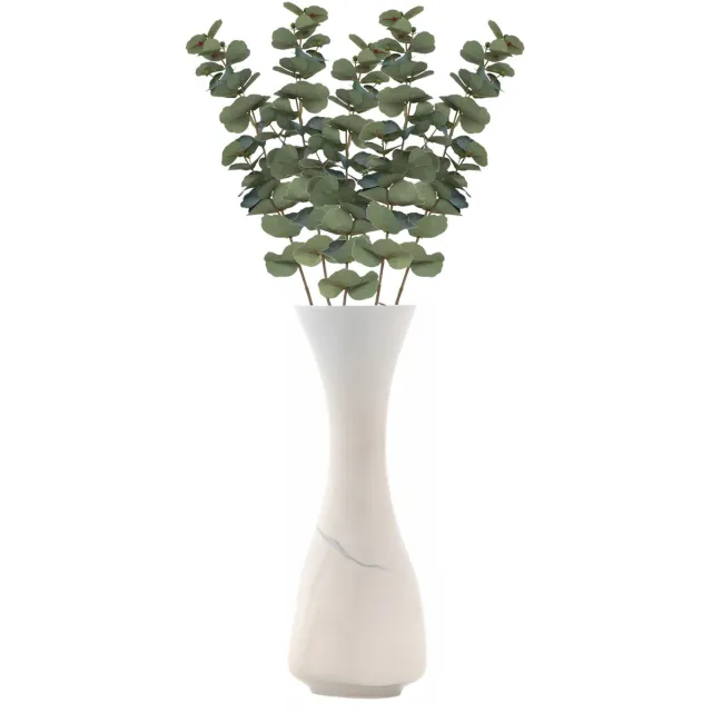 CHAKS Kunsttak Eucalyptus - 5x - 69 cm - kunst zijdebloemen - kunstplant - met knoppen Groen