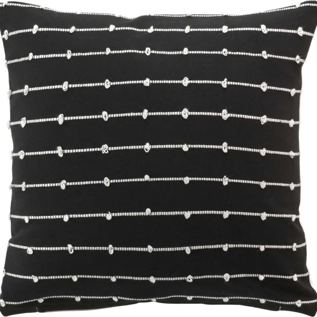 Douceur d intérieur Decoratief kussen LINECHIC, gerecycled katoen, 45 x 45 cm zwart