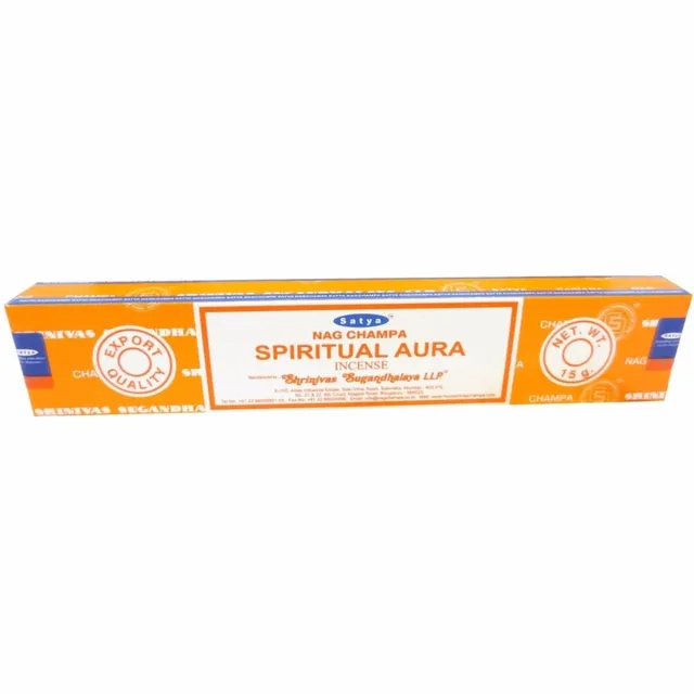 Nag champa Satya Nag Champa wierook stokjes - Spiritual Aura - 1x pakje van 12 stuks - 15 gram Perzik oranje