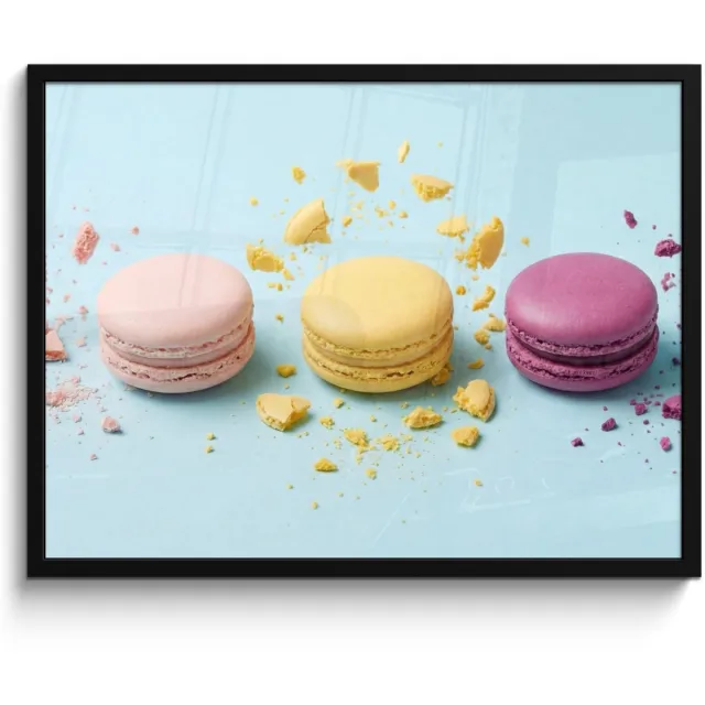 FrameYourWall Poster in lijst - Fotolijst 80x60 cm - Posters - Macarons - Kleurrijk - Pastel - Posterlijst zwart - Decoratie - Wanddecoratie woonkamer - Muurdecoratie slaapkamer