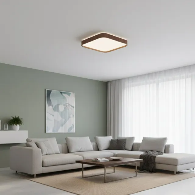 STRÜHM Mono - LED Plafondlamp - Keuken / Badkamer / Woonkamer - 48x48cm - 48W - Dagwit licht 4000K - Oak kleur / Houtlook - Opbouw - Vierkant - IP44