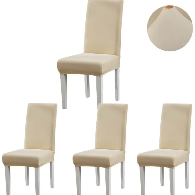 Ibenzoa Set van 6 Stoelhoes Beschermhoezen, Jacquard Stretch, Universele Stoelhoezen voor Eetkamer & Hotel champagne