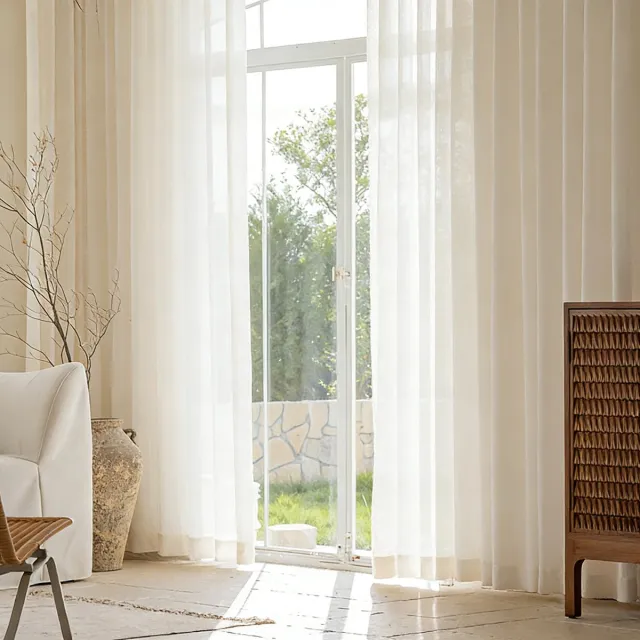 Floraweg moderne, minimalistische, driedimensionale jacquard vitrages; halfverduisterende, dromerige witte vitrages; kant-en-klare vitrages voor erkerramen en balkons in de woonkamer, 132x220cm