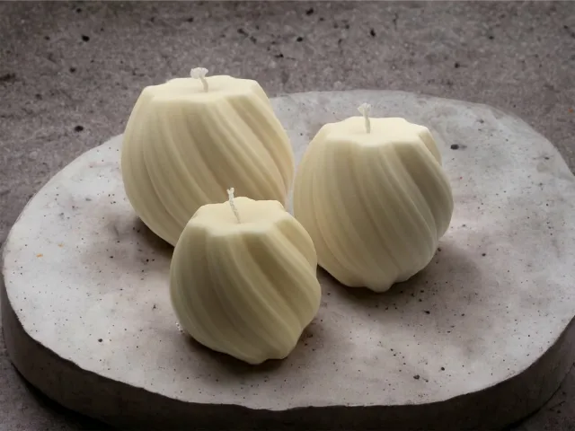 Bam Set van 3 Golvend Bolletje Kaarsen – Decoratieve Kaarsen van Zonnebloemwas wit