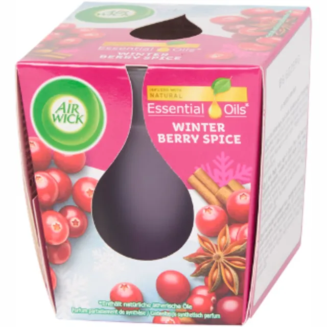Airwick Winter Geurkaars in Glas Winter Berry Spice - AirWick | 1x 105g - Kerstgeur - Cranberry & Kaneel | Limited Edition - Brandduur: ca. 20 uur