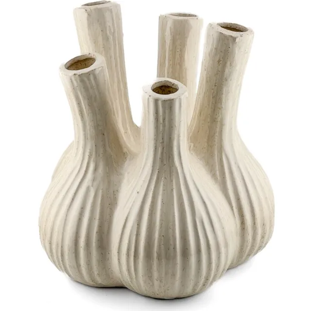 homebound by ky Aardewerk tulpenvaas garlic beige | beige vaas | 20,5x20,5x21cm | stijlvol | tulpenvaas