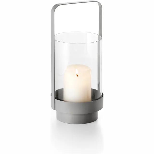 Philippi Home lantaarn met glazen inzetstuk in 2 maten (large) Grijs