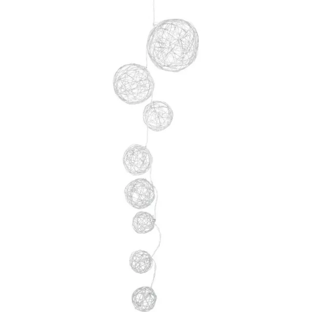 D+care Christmas Decoration lichtsnoer - metalen draad bollen - zilver - 90 cm