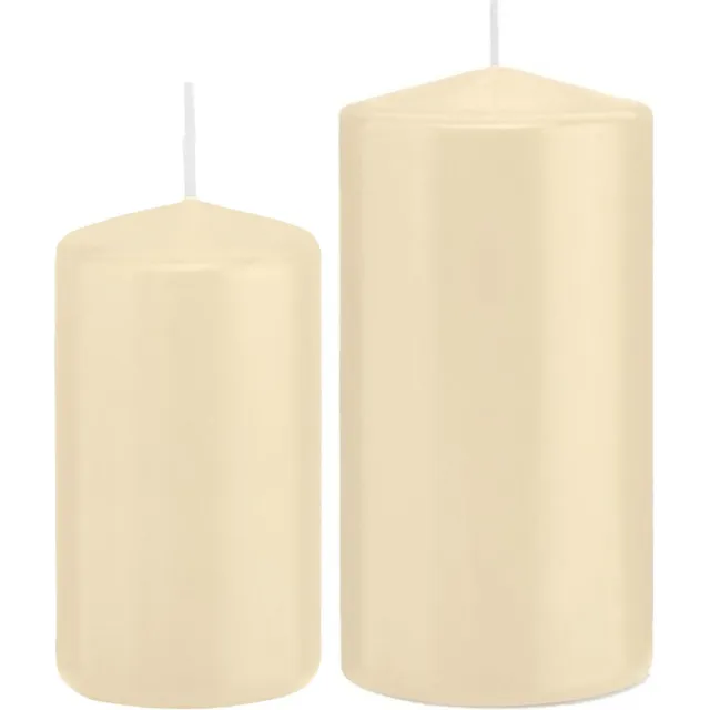 Trend Candles Stompkaarsen set 6x stuks creme wit 12 en 15 cm