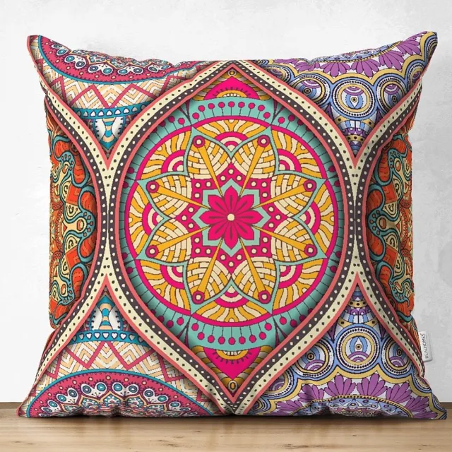 De Groen Home Kussensloop - kussenhoes - Sierkussenhoes - hoes voor vloerkussens 45x45 - Oosterse Motieven - De Groen Home Paars | Rood | Geel