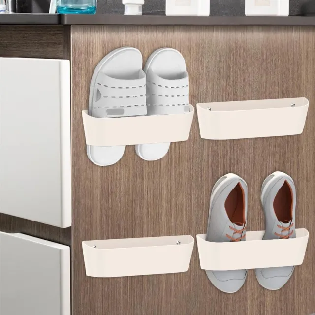 Unyqoos Ruimtebesparende schoenenorganizer voor wandmontage in huis of camper wit