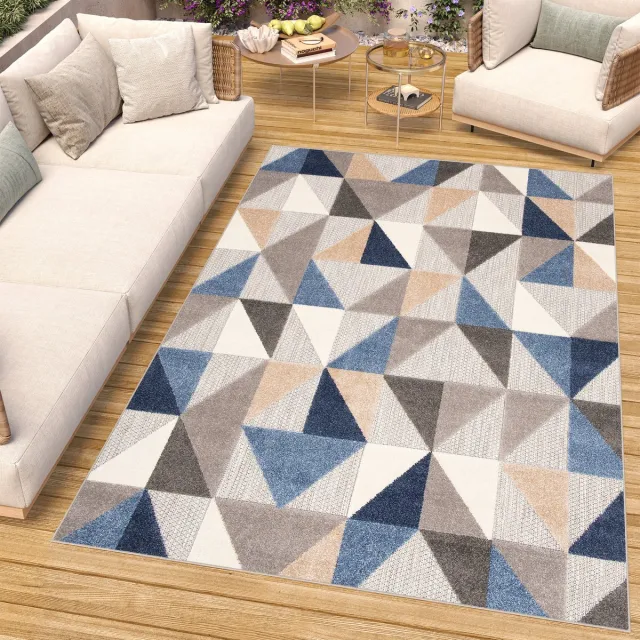 Tapiso Patio Indoor Tapijt Buitenkleed Tuintapijt Modern Vloerkleed Outdoor Blauw Grijs
