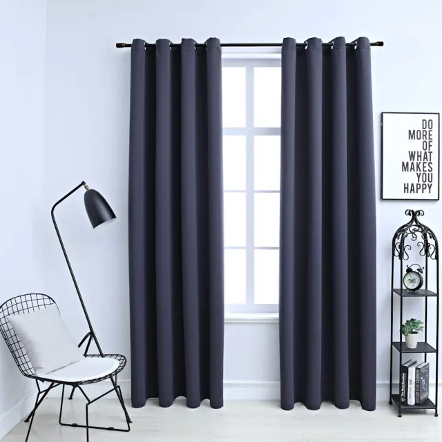 vidaXL Gordijnen verduisterend met ringen 2 st 140x245 cm antraciet Anthraciet
