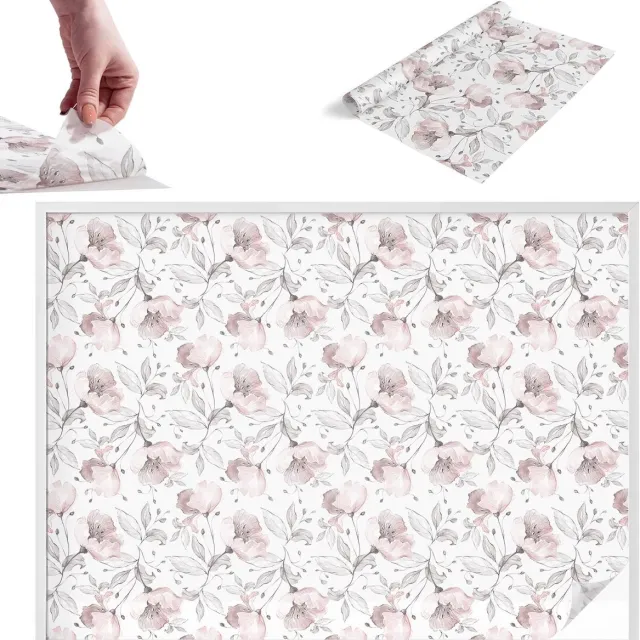 TULUP Raamfolie Anti inkijk - Rozenblaadjes Melkglas Folie - 200x146 cm - Zwart-wit Anti inkijk Raamfolie Glas in Lood - Zonwerende Raamfolie - Voor de slaapkamer, woonkamer en hal. - Privacy Folie Raam Glas in Lood Zwart-wit - Rozenblaadjes