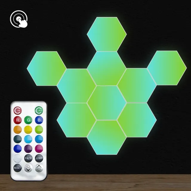 HappyLEDS Hexagon LED Lights Touch - Wandlamp Binnen – RGB Lamp - Gaming Accesoires – Hexagon LED Panelen - 10 Stuks 10 Pack - Touch