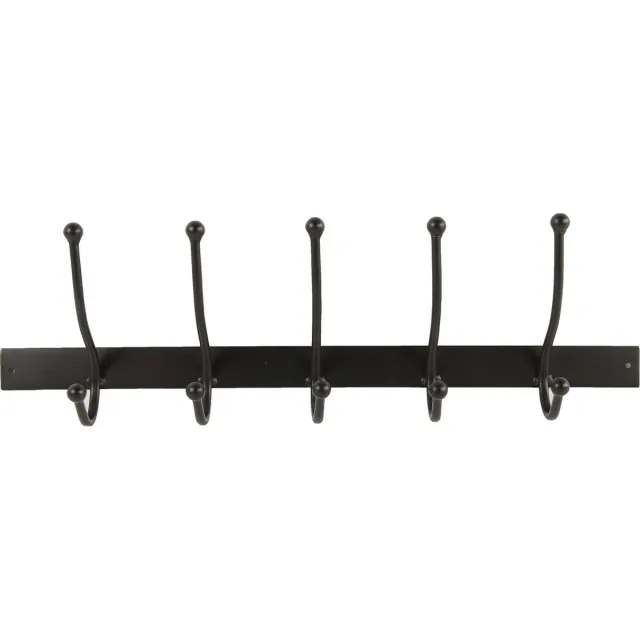 Boltze Kapstok - 10 Haaks - Metaal - Zwart - 61cm - Industrieel