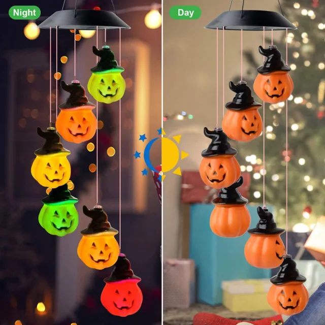 Dailyiled pompoen solar verlichting - led - multicolor - sfeerverlichting - windgong - halloween Oranje