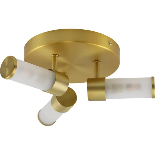 Olucia CALLUM - Badkamer Plafondlamp - Goud / Wit - Geschikt voor Badkamer - Vorm: Rechthoek