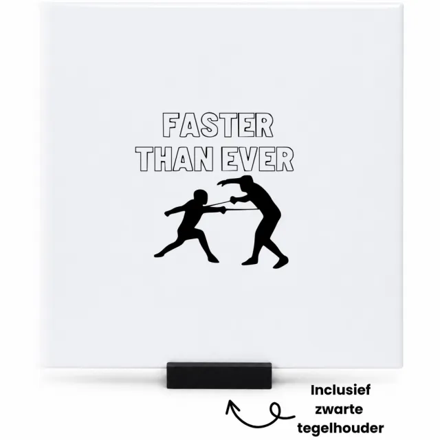 Hacebo Sneller dan ooit tegeltje met tegelhouder - Schermen - familie vrienden sporters - tegeltjes met tekst - cadeau - spreuktegels - 15x15 CM Wit