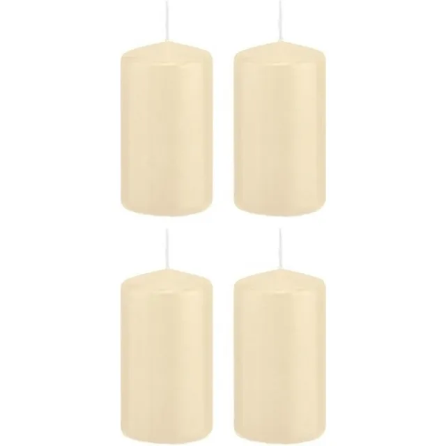 Trend Candles Cilinderkaars/stompkaars - 4x - cremewit - 5 x 10 cm - 23 branduren - met brandvertragende folie
