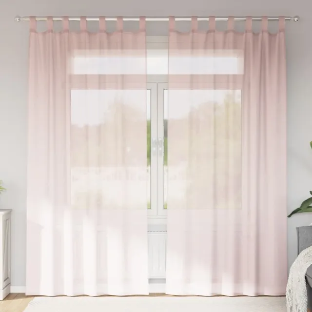 vidaXL Gordijnen voile met lussen 2 st 140x225 cm lichtroze roze
