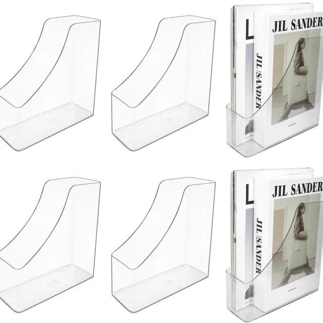 Unyqoos Set van 6 Transparante Acryl Tijdschrifthouders voor Efficiënte Organisatie