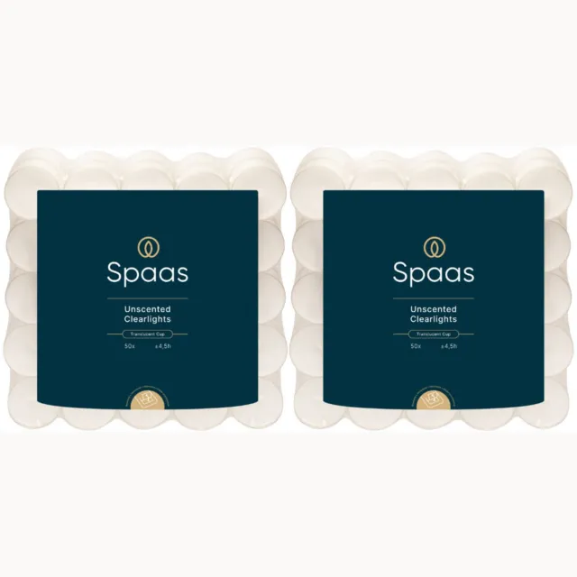 Spaas Theelichten Wit 4,5 Branduren - 2 x 50 stuks - Voordeelverpakking