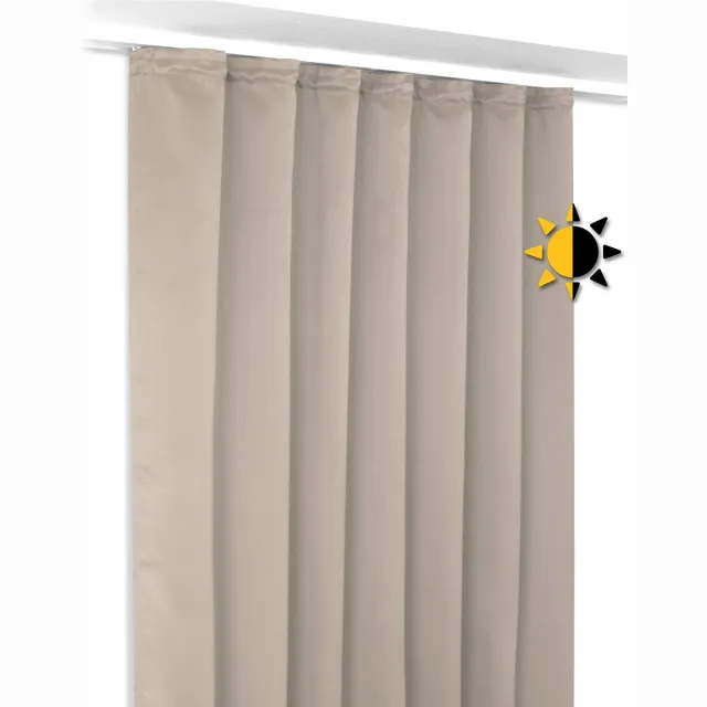 Unyqoos ® Stijlvol en Functioneel Verduisteringsgordijn met Verstelbare Plooien, Geluiddempend en Warmte-isolerend, Lichtbruin, 140x175 cm beige